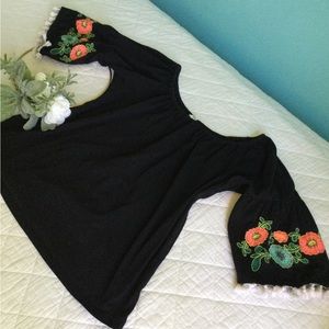 Umgee Bohemian Hippie Bell Sleeve with Embroidery Shirt